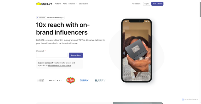Security scan screenshot of https://www.cohley.com/try/influencer-ads
