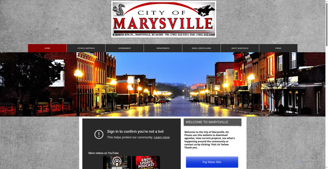 Security scan screenshot of https://www.cityofmarysvilleks.com/