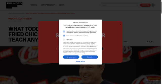 Security scan screenshot of https://www.founded.com/todd-graves-raising-canes-success-story-focus/