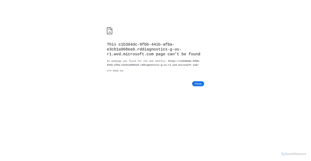 Security scan screenshot of https://c1b364dc-9fbb-441b-afba-e3cb1a968ea9.rddiagnostics-g-us-r1.wvd.microsoft.com