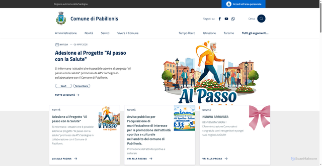 Security scan screenshot of https://www.comune.pabillonis.vs.it/