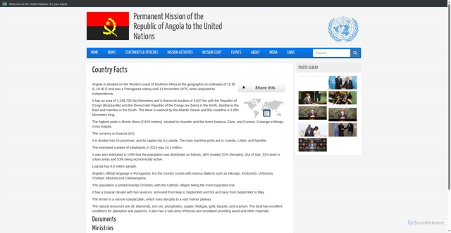 Security scan screenshot of https://www.un.int/angola/angola/country-facts