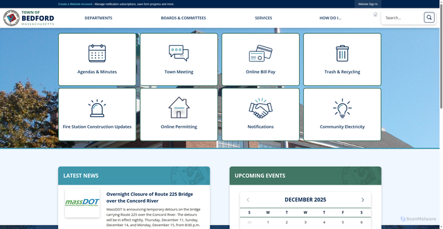 Security scan screenshot of https://bedfordma.gov/