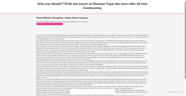 Security scan screenshot of https://louaymardambekhugo-bgd6u9643s.edgeone.app/14666-meet-offsets-daughter-kalea-marie-cephus.html