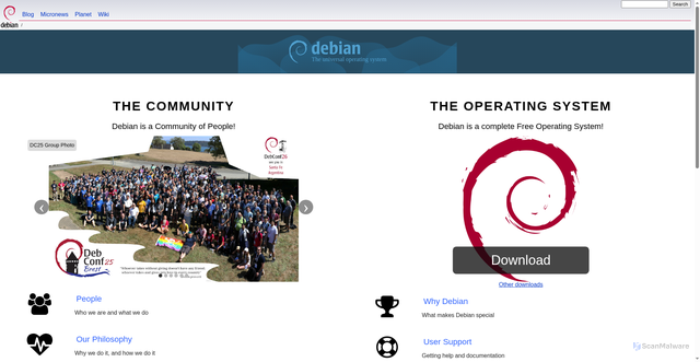 Security scan screenshot of https://www.debian.org/