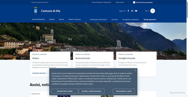 Security scan screenshot of https://www.comune.ala.tn.it/