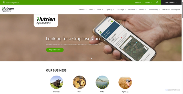 Security scan screenshot of https://www.nutrienagsolutions.com.au/