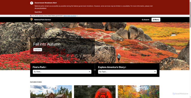 Security scan screenshot of https://nps.gov/index.htm