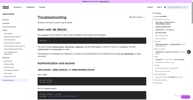 Security scan screenshot of https://metamask-docs-fbv47wj26-consensys-ddffed67.vercel.app/agent-wallet/troubleshooting/