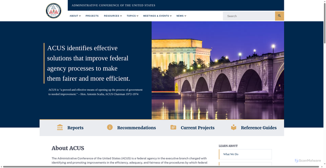 Security scan screenshot of https://www.acus.gov/