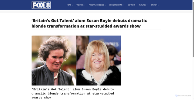 Security scan screenshot of https://www.fox8tv.com/britains-got-talent-alum-susan-boyle-debuts-dramatic-blonde-transformation-at-star-studded-awards-show/