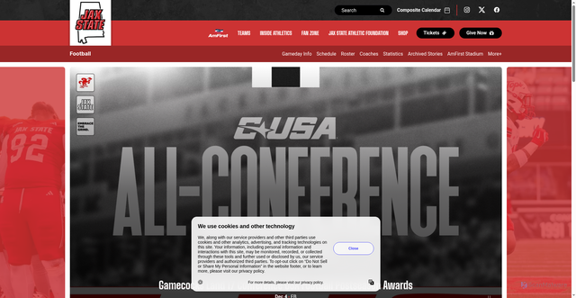 Security scan screenshot of https://jaxstatesports.com/sports/football