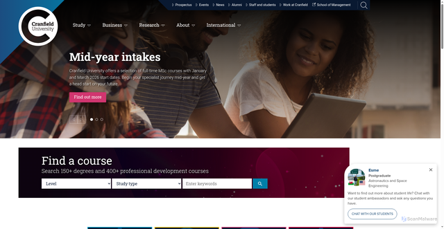 Security scan screenshot of https://www.cranfield.ac.uk/