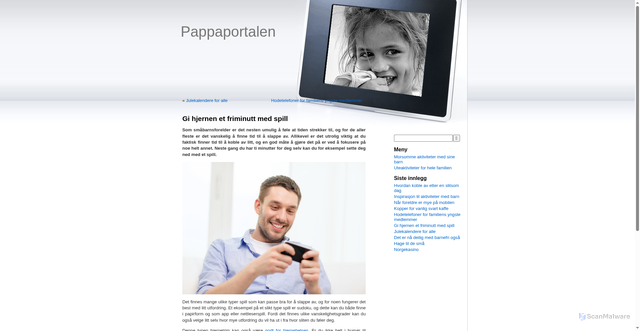 Security scan screenshot of https://pappaportalen.no/gi-hjernen-et-friminutt-med-spill/