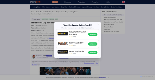 Security scan screenshot of https://www.sportsboom.co.uk/football/best-betting-sites-uk/premier-league/man-city-vs-sunderland-tips-odds-predictions