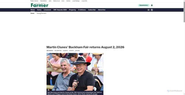 Security scan screenshot of https://www.southwestfarmer.co.uk/news/25901800.martin-clunes-buckham-fair-returns-august-2-2026/