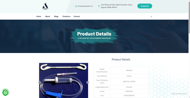 Security scan screenshot of https://client-arkaways.pages.dev/product/iv-infusion-set-for-secondary-medication