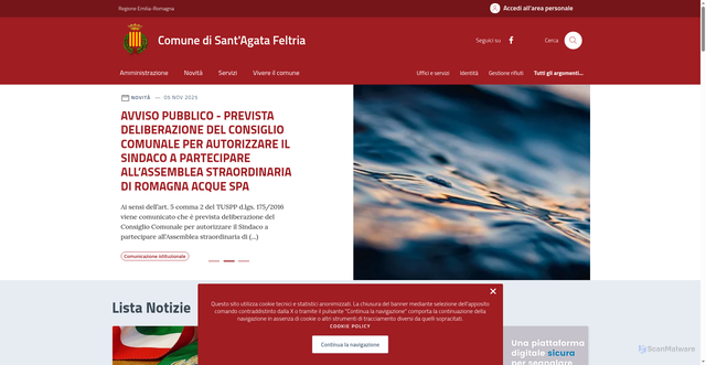 Security scan screenshot of https://comune.santagatafeltria.rn.it/