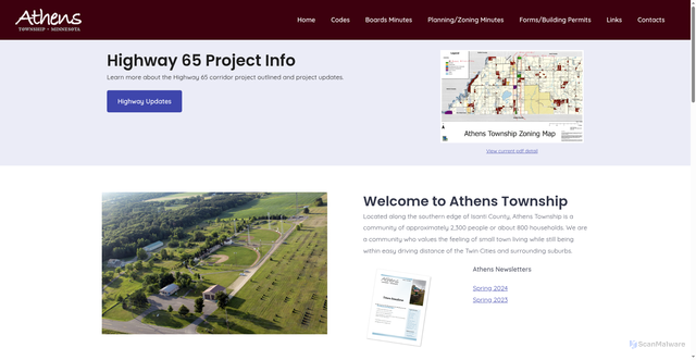 Security scan screenshot of https://athenstownshipmn.gov/
