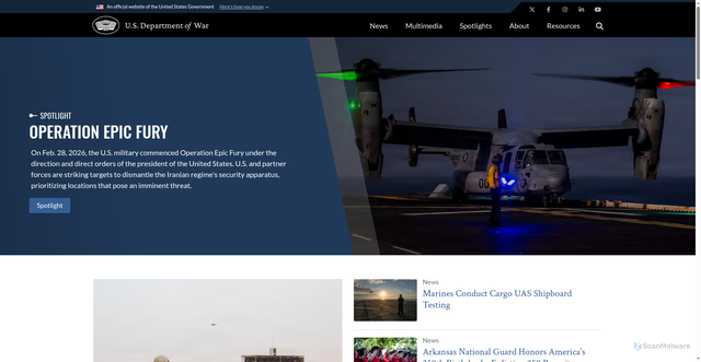 Security scan screenshot of https://www.defense.gov