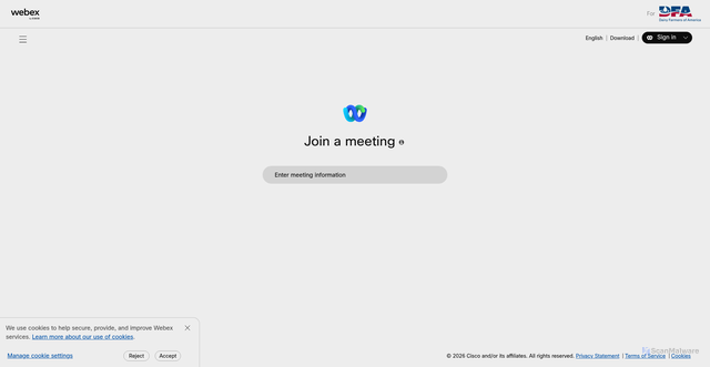 Security scan screenshot of https://dfa.webex.com