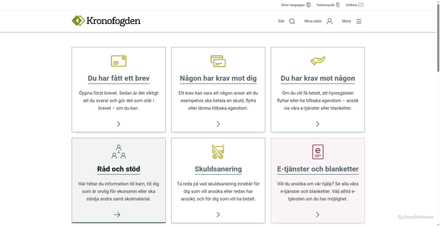 Security scan screenshot of https://www.kronofogden.se