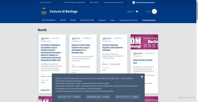 Security scan screenshot of https://www.comune.berlingo.bs.it/