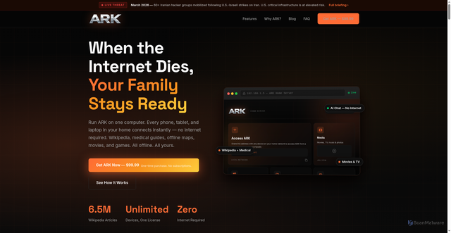 Security scan screenshot of https://arkhomeserver.com/