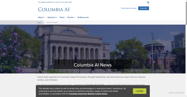 Security scan screenshot of https://ai.columbia.edu/news