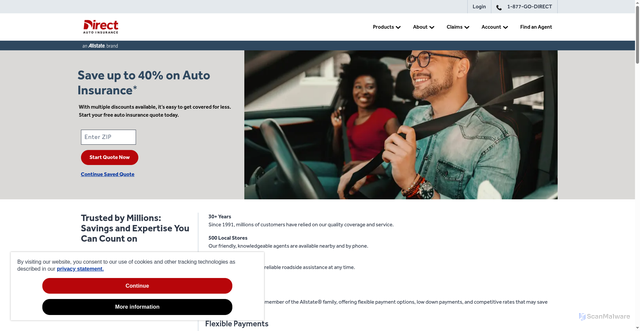 Security scan screenshot of https://www.directauto.com