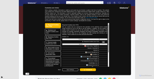 Security scan screenshot of https://www.ticketcorner.ch/en/artist/one-last-backhand-stan-wawrinkas-farewell-night/