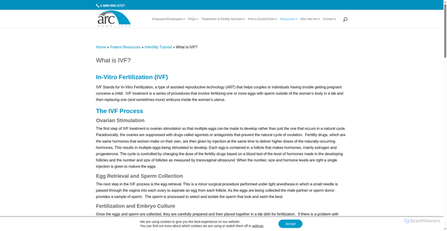 Security scan screenshot of https://www.arcfertility.com/patient-resources/infertility-tutorial/what-is-ivf/
