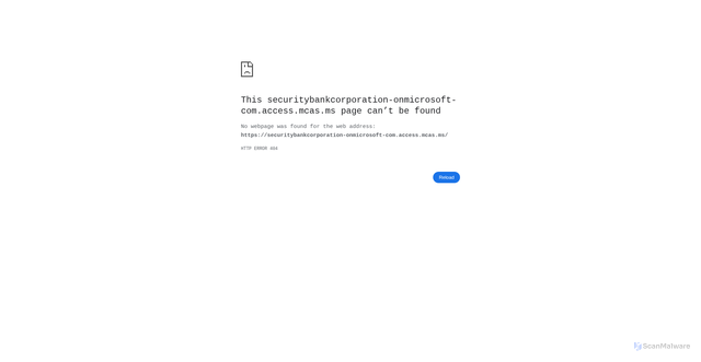 Security scan screenshot of https://securitybankcorporation-onmicrosoft-com.access.mcas.ms