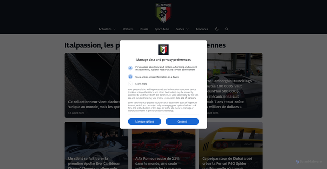 Security scan screenshot of https://italpassion.fr