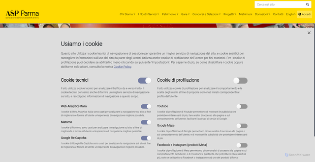 Security scan screenshot of https://www.asp.parma.it/it-IT/homepage-asp.aspx