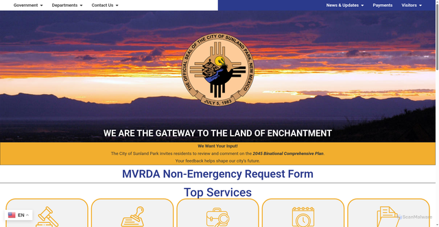 Security scan screenshot of https://sunlandpark-nm.gov/