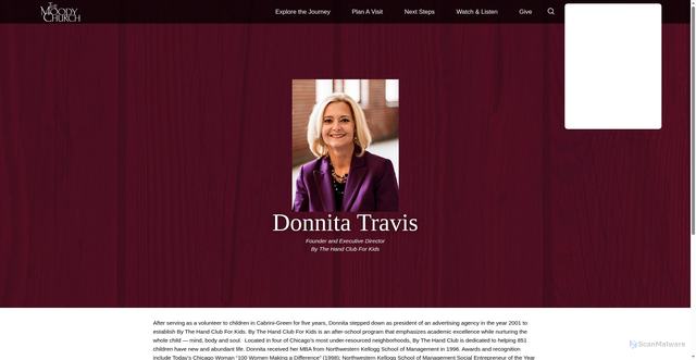 Security scan screenshot of https://www.moodychurch.org/staff-directory/donnita-travis/