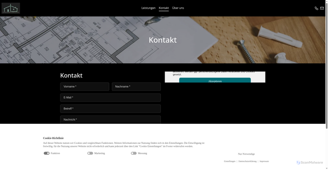 Security scan screenshot of https://sz-bau-konzept.de/kontakt