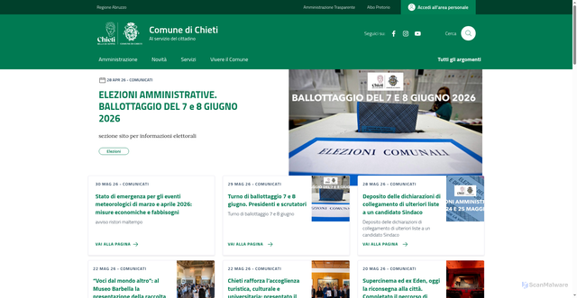 Security scan screenshot of https://www.comune.chieti.it