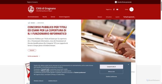 Security scan screenshot of https://www.comune.gragnano.na.it