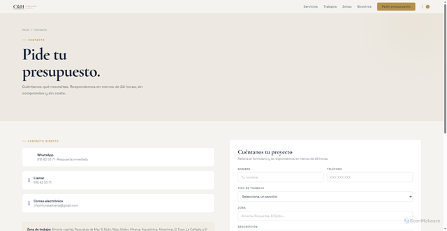 Security scan screenshot of https://cnh-pinturas.pages.dev/contacto.html
