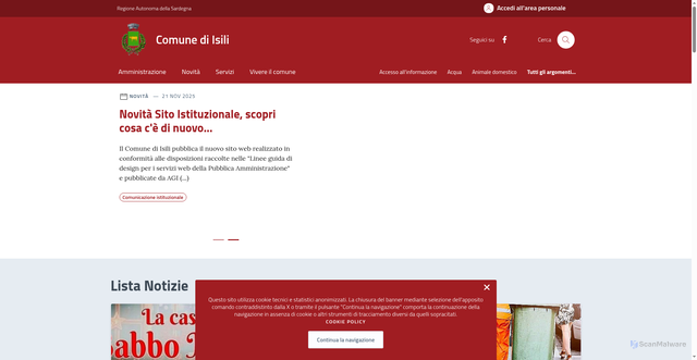 Security scan screenshot of https://comune.isili.ca.it/