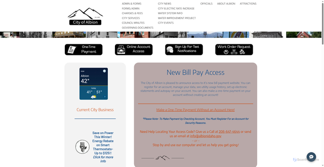 Security scan screenshot of https://albionidaho.gov/