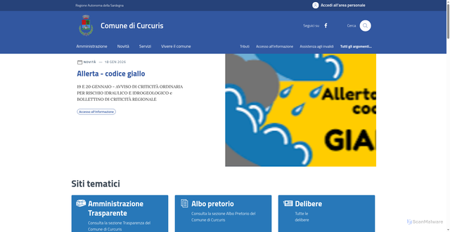 Security scan screenshot of https://comune.curcuris.or.it/