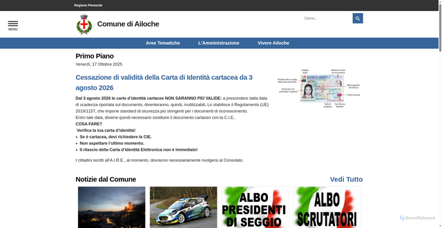 Security scan screenshot of https://www.comune.ailoche.bi.it/