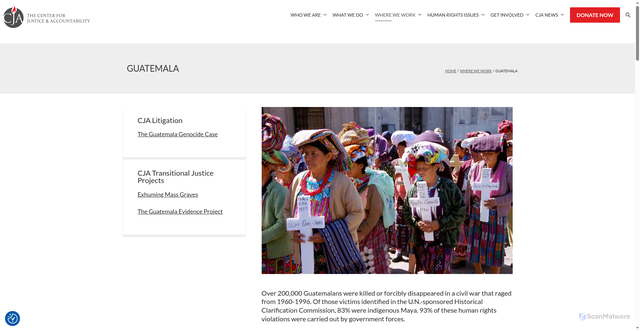 Security scan screenshot of https://cja.org/where-we-work/guatemala/