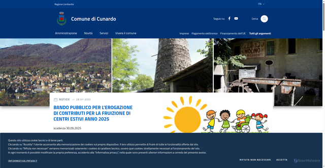 Security scan screenshot of https://www.comune.cunardo.va.it/