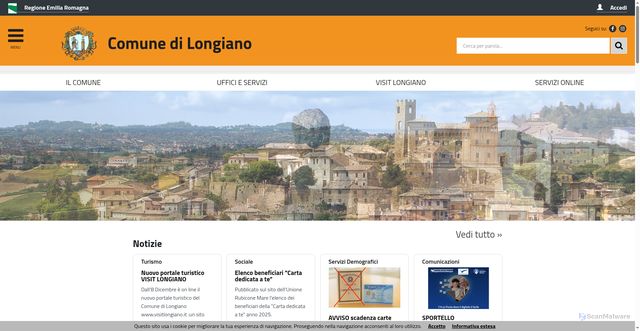 Security scan screenshot of https://www.comune.longiano.fc.it/servizi/notizie/notizie_homepage.aspx