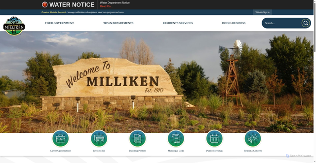 Security scan screenshot of https://millikenco.gov/