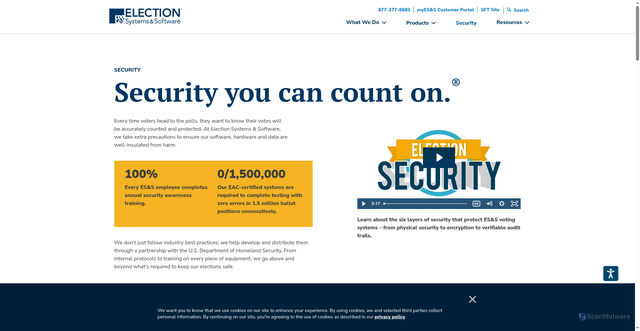 Security scan screenshot of https://electionsecurity.us/